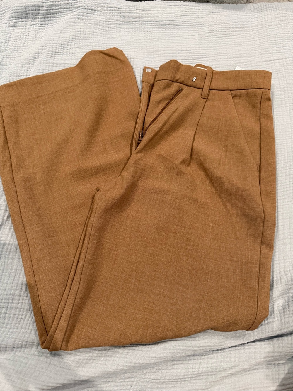 Abercrombie & Fitch Tailored Pleat Front Pants in Tan